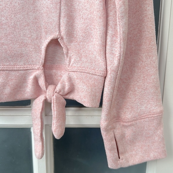 Yogalicious Girls Long Sleeve Tie-Front Heather Pink Sweater, Size L (Girls 12) - Picture 4 of 4